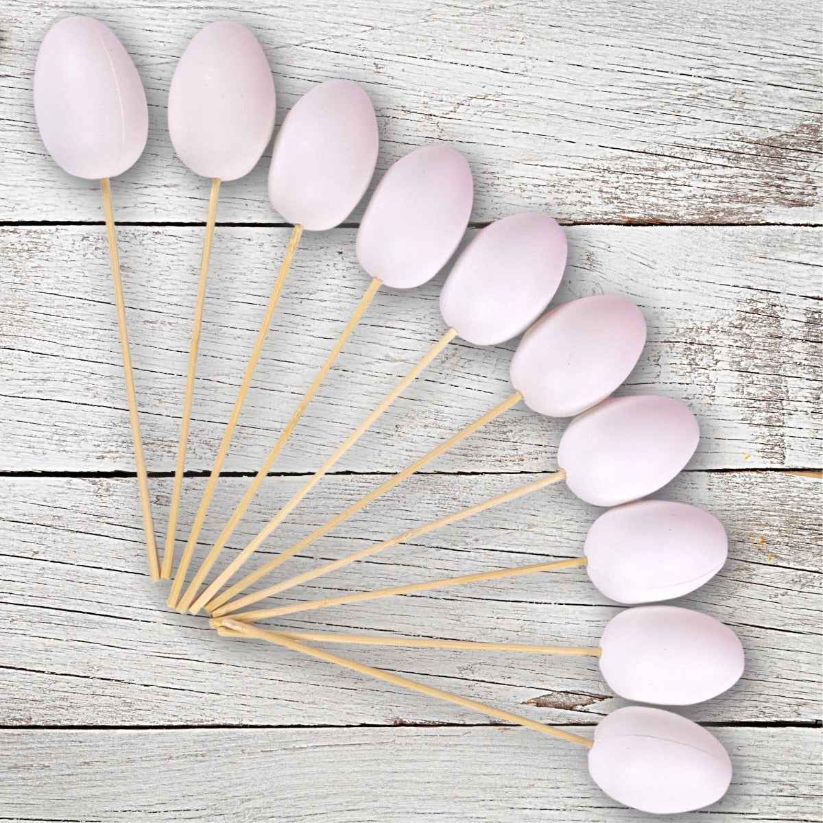 White Plastic Craft Eggs On Sticks 55mm 10 Pack Make Your Own Easter Eggs