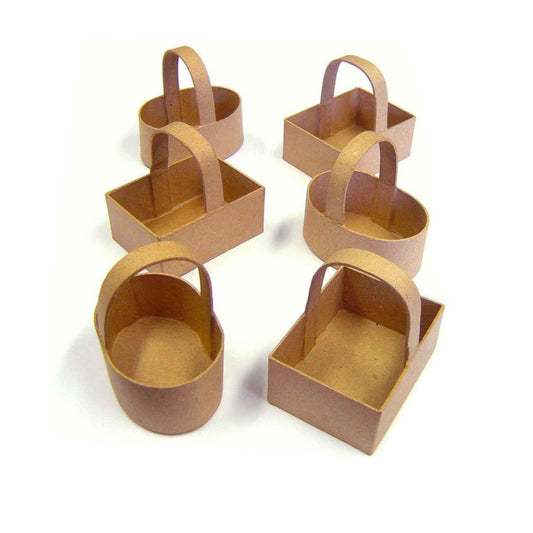 Papier Mache Baskets in Two Different Shapes Pack of 6