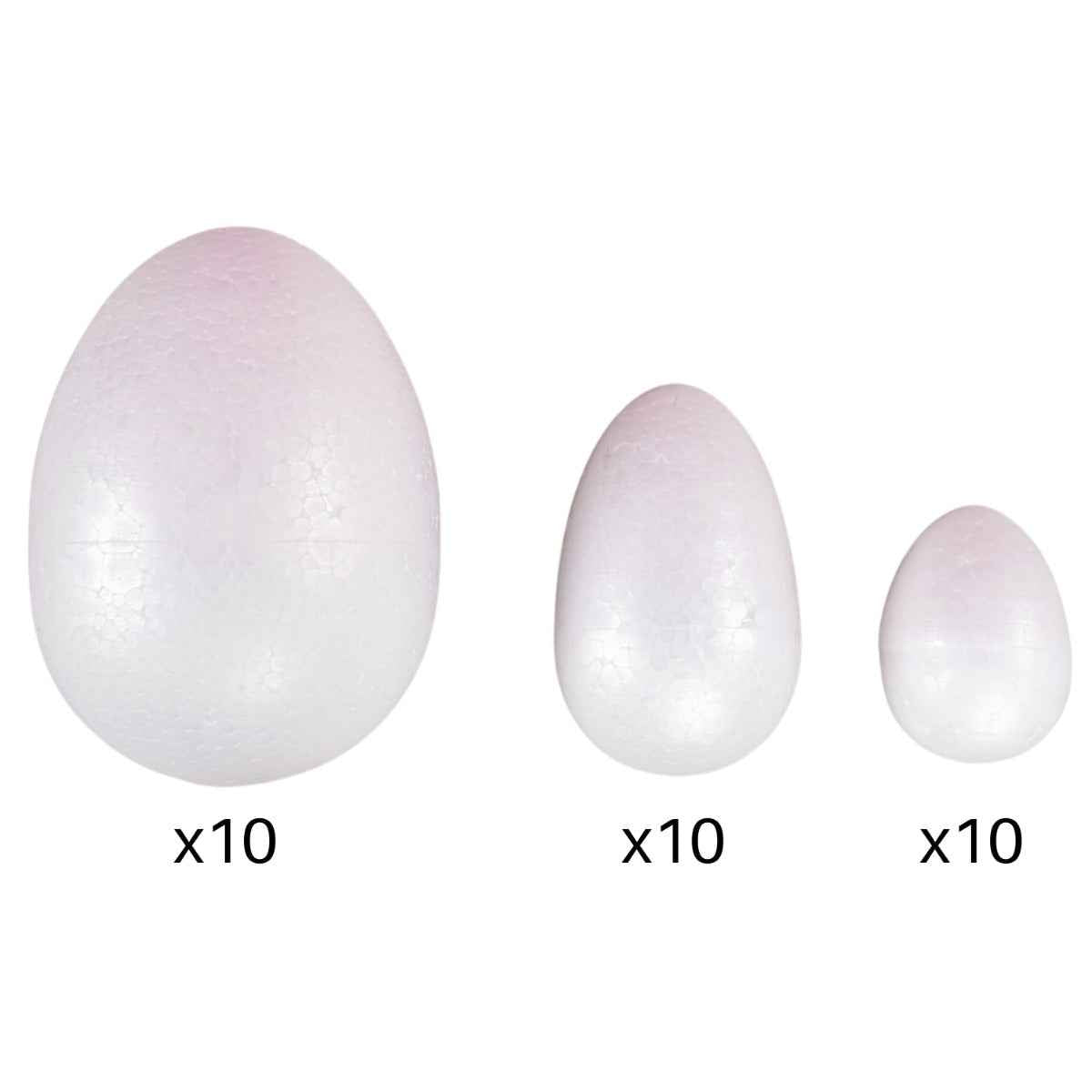 White Polystyrene Eggs Mix Sizes Pack of 30
