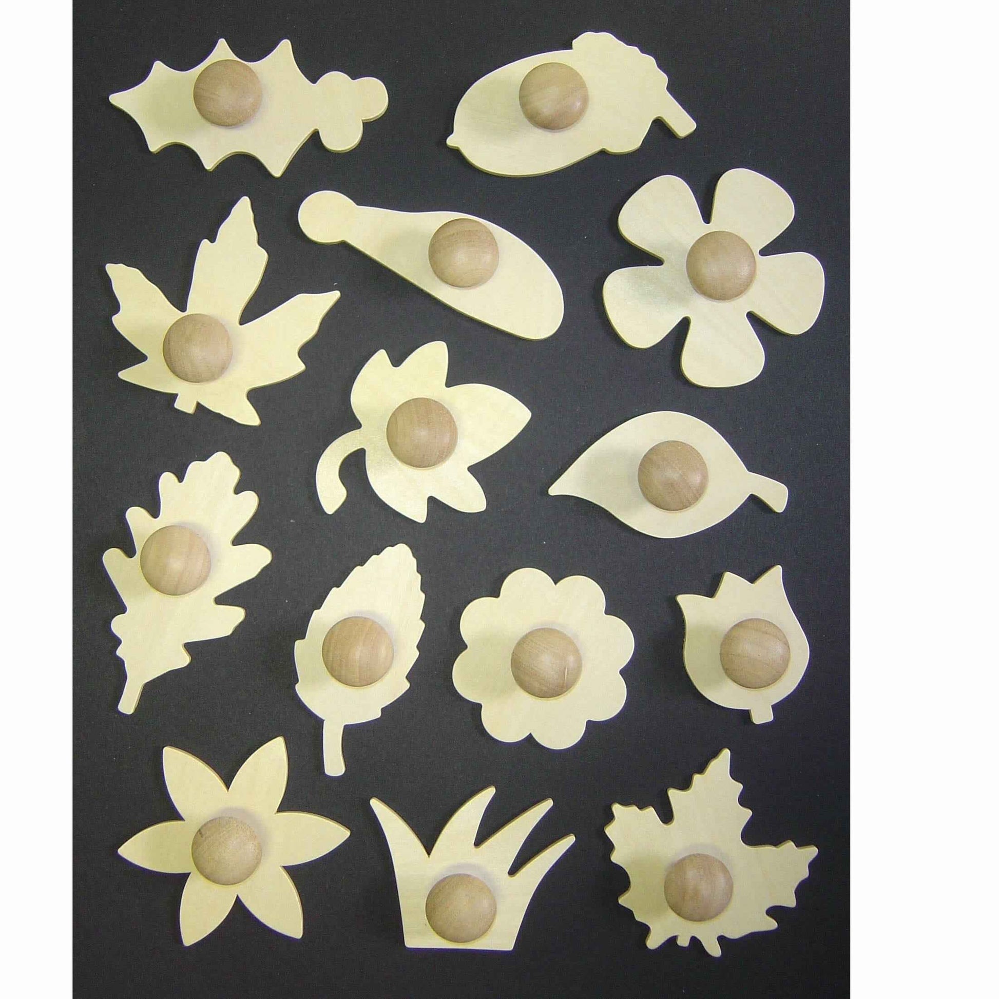 Wooden Leaf and Flower Stencils Pack of 14