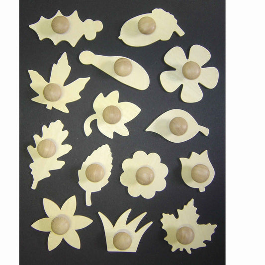Wooden Leaf and Flower Stencils Pack of 14