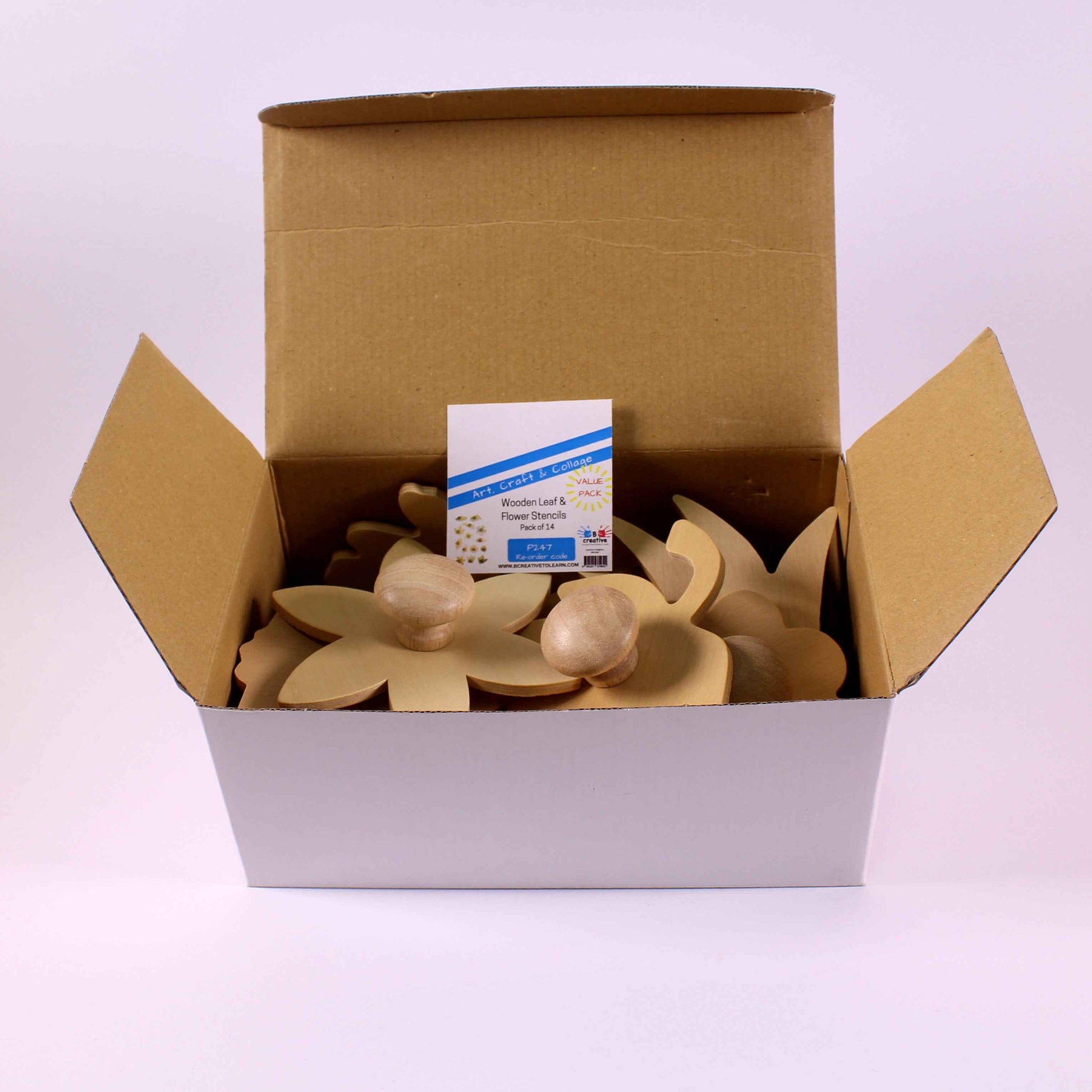 Wooden Leaf and Flower Stencils Pack of 14